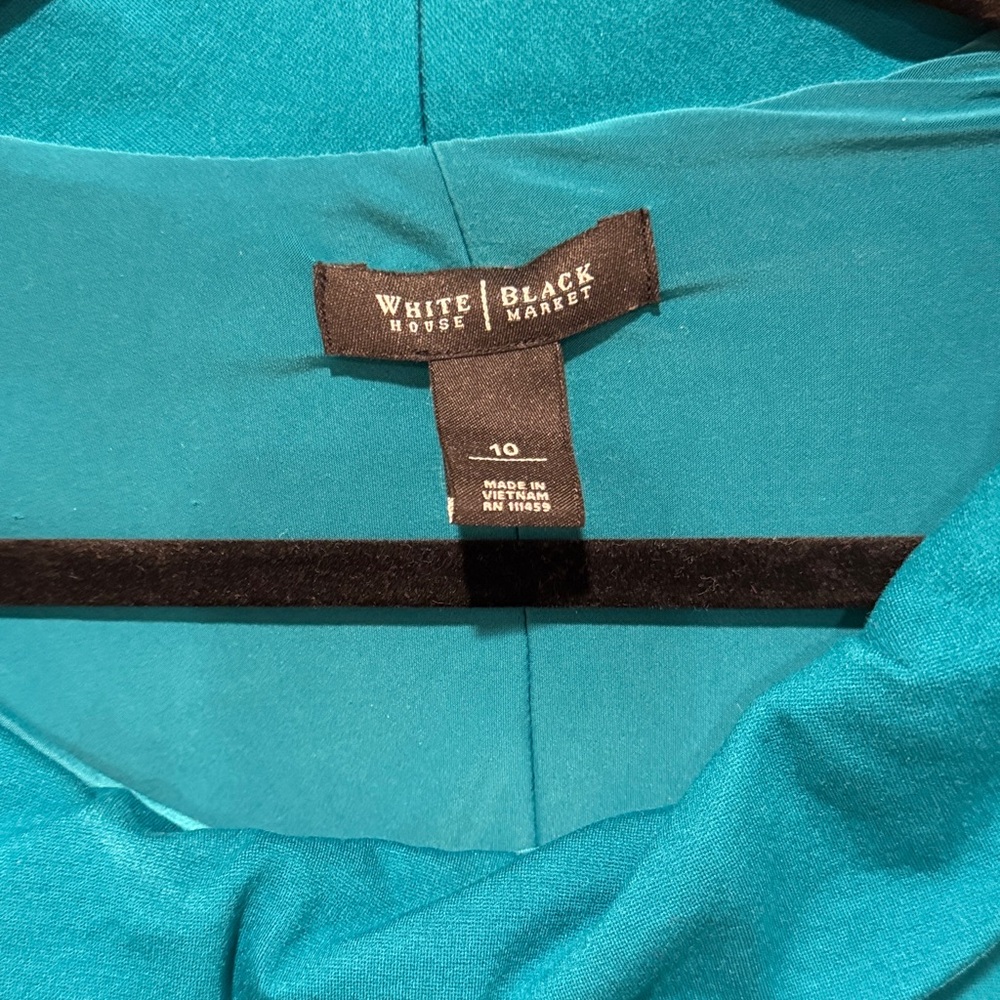 White House Black Market Teal Cowl Neck Blouse - Picture 2 of 5